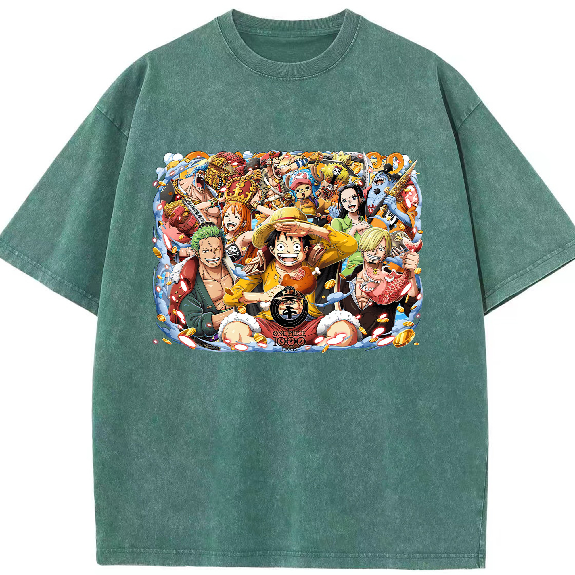 ワンピース モンキー・D・ルフィ ONE PIECE Monkey D. Luffy 綿100% ヴィンテージ風 半袖Tシャツ（フロントプリント）